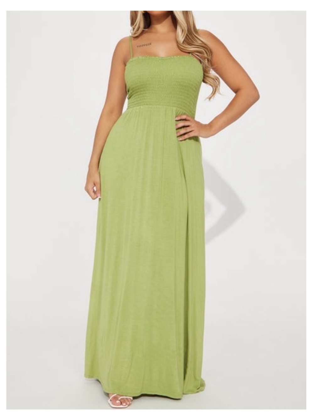 NWT CULTURE CODE Twilight Serenade Empire Maxi Dress in Happy Olive 2X